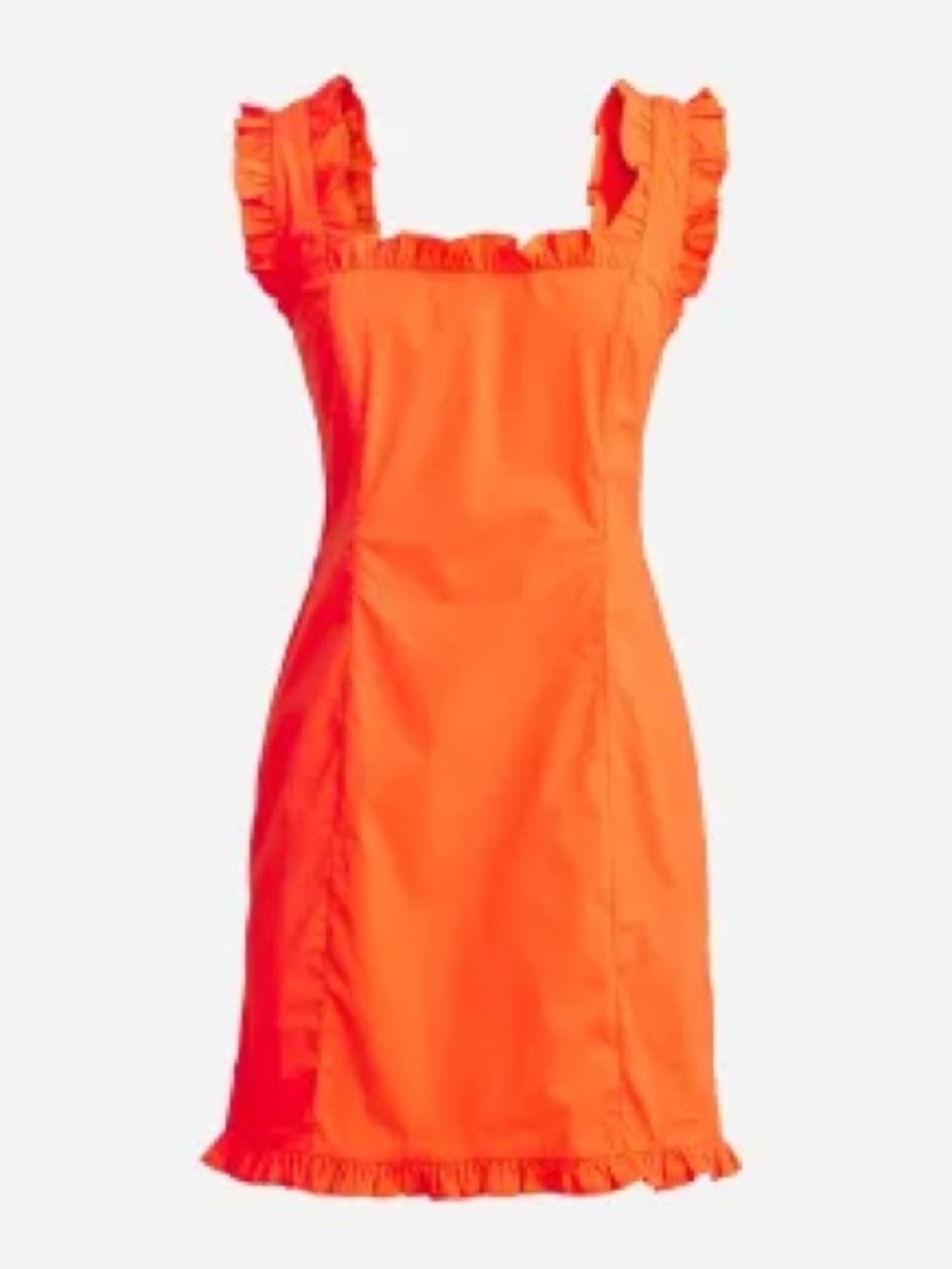 J. Crew Orange Ruffle Trim Mini Dress Cotton Poplin Size 24
